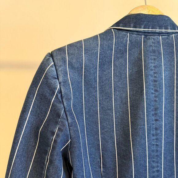 Current Elliott Blue Indigo Denim White Stripe Blazer 1 - Picture 11 of 12